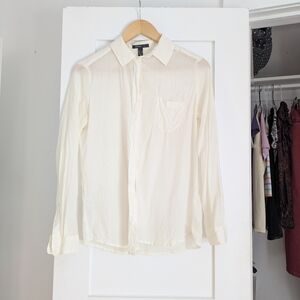 White button down mango silk shirt